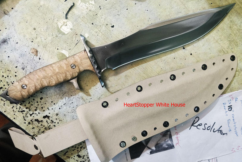 Rambo HeartStopper knife with White handle and sheath
